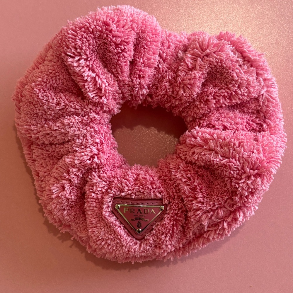 Prada • Women's Faux Shearling Scrunchie • Petal Pink • Used 4 Times • Luxury